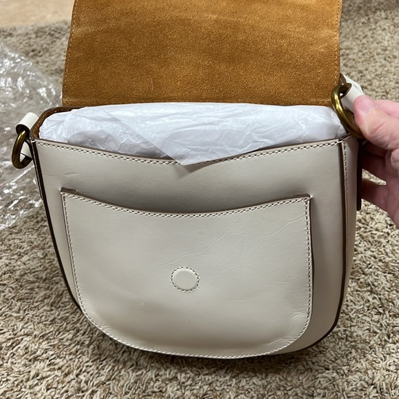 FRYE Harness Small Saddle Crossbod Purse HandBag Off White DB486 - Picture 3 of 7